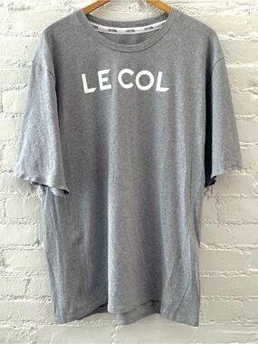 Le Col Heather Grey Cotton Blend Logo T-Shirt Technical Shirt Mens Size 3XL